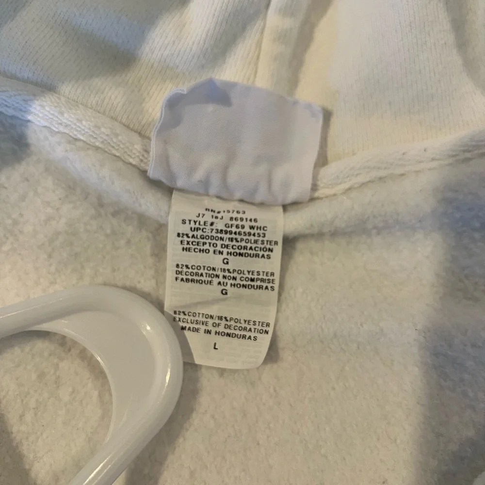 Champion White Full Zippered Pocket Hoodie, Size Large - Picture 5 of 8